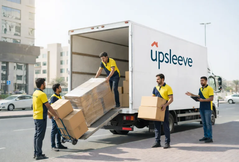 office moving services UAE with transportation logistics and heavy equipment handling