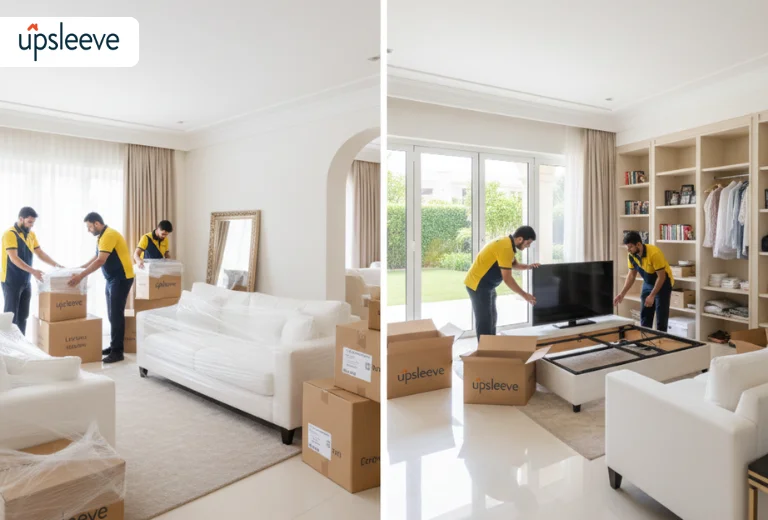 villa packing and unpacking services UAE with protective wrapping and labeling