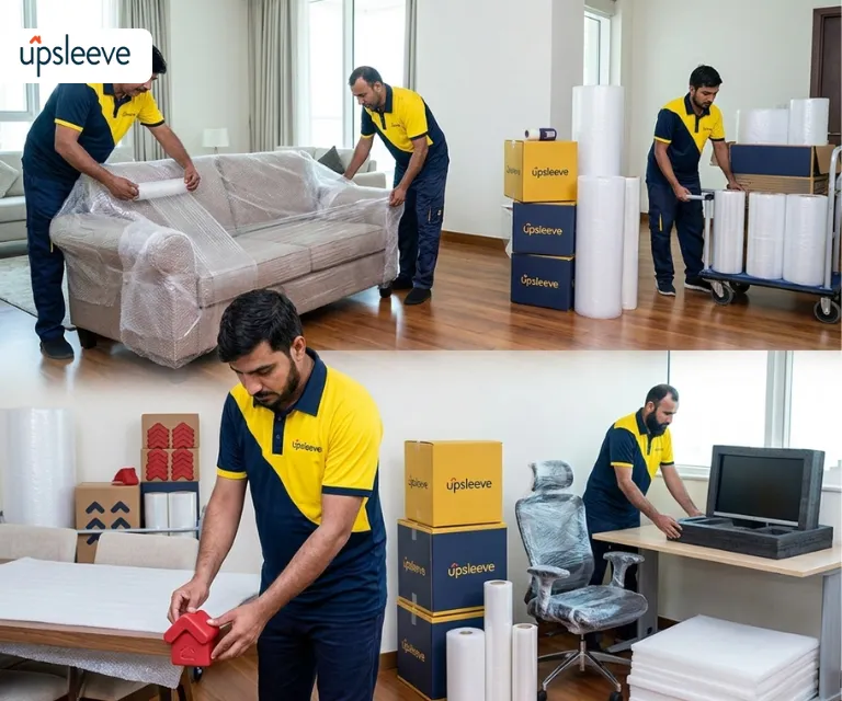 furniture packing services using bubble wrap moving blankets and protective materials