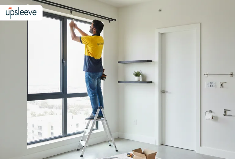 fixture installation UAE shelves curtain rods lighting setup